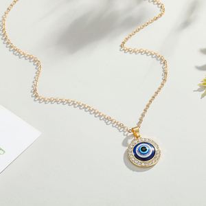 Collier pendentif œil turc bleu populaire en gros avec diamant œil turc tendance pour accessoire de chaîne de pull - Product Image 2