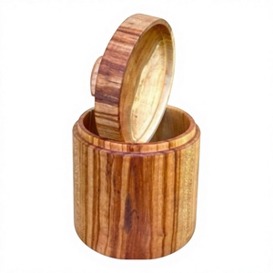 Premium Solid Wood <b>Kitchen</b> <b>Storage</b> <b>Jar</b> with Airtight Wooden Lid Decorative Wooden Canister with Lid <b>for</b> Coffee Tea Sugar - Product Image 5
