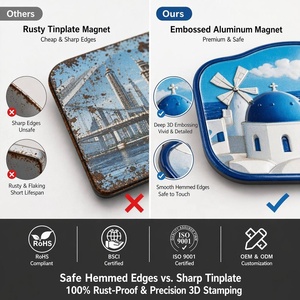 Aimant de réfrigérateur personnalisé en aluminium 3D gaufré, durable, représentant des monuments mondiaux, 2x3 pouces, Santorin, <span class=keywords><strong>Paris</strong></span>, souvenir de voyage, cuisine, <span class=keywords><strong>bar</strong></span>, maison - Product Image 4