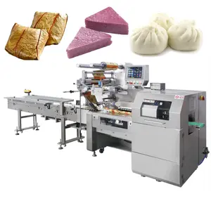 Automatic packaging machine for packing frozen food, steamed bun, dumplings with tray, glutinous rice chicken