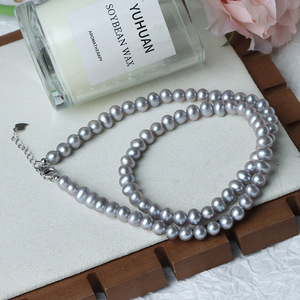 Collana originale di fabbrica in argento di alta qualità S925 con temperamento All-Match naturale perla d'acqua dolce grigio stile alla moda all'ingrosso - Product Image 4