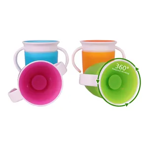 Miracle 360 trainer cup green learn to drink children silicone cups magic leakproof baby learning 360 training cup