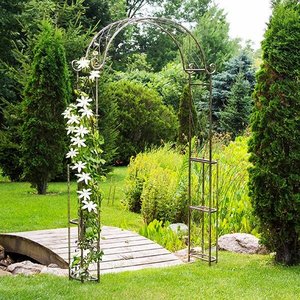 Pergola en fer avec écran optionnel, artisanat, arche de jardin avec abri imperméable et clôture en métal enduit de poudre - Product Image 3