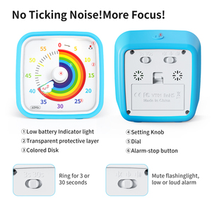 Minuteur visuel pour enfant Yunbaoit OEM, en plastique écologique, silencieux, outil de gestion du temps pour enfant, 60 minutes, minuteur de cuisine, compte à rebours - Product Image 2