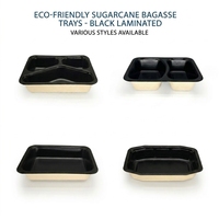 Barquette alimentaire jetable biodégradable en pulpe de bagasse de canne à sucre, scellable, avec film de lamination noir