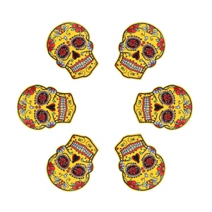 Ingrosso Distintivo Ricamato con Teschio e Fiori del Giorno dei Morti, Applicazione Termoadesiva Personalizzata con Rosa, per Giacca, Borsa, Cappello, Fai da Te, Stile Messicano - Product Image 5