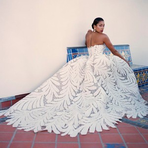 Dernière qualité Haute Couture, tissu en double crêpe, robe de mariée de créateur, tissu en dentelle - Product Image 1
