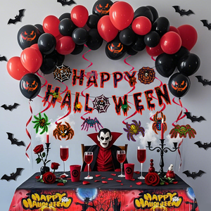 Set de Globos Temáticos de Halloween, Látex Duradero, Decoración con Cola de Pez y Guirnalda de Calavera, para Uso Interior Infantil - Product Image 1