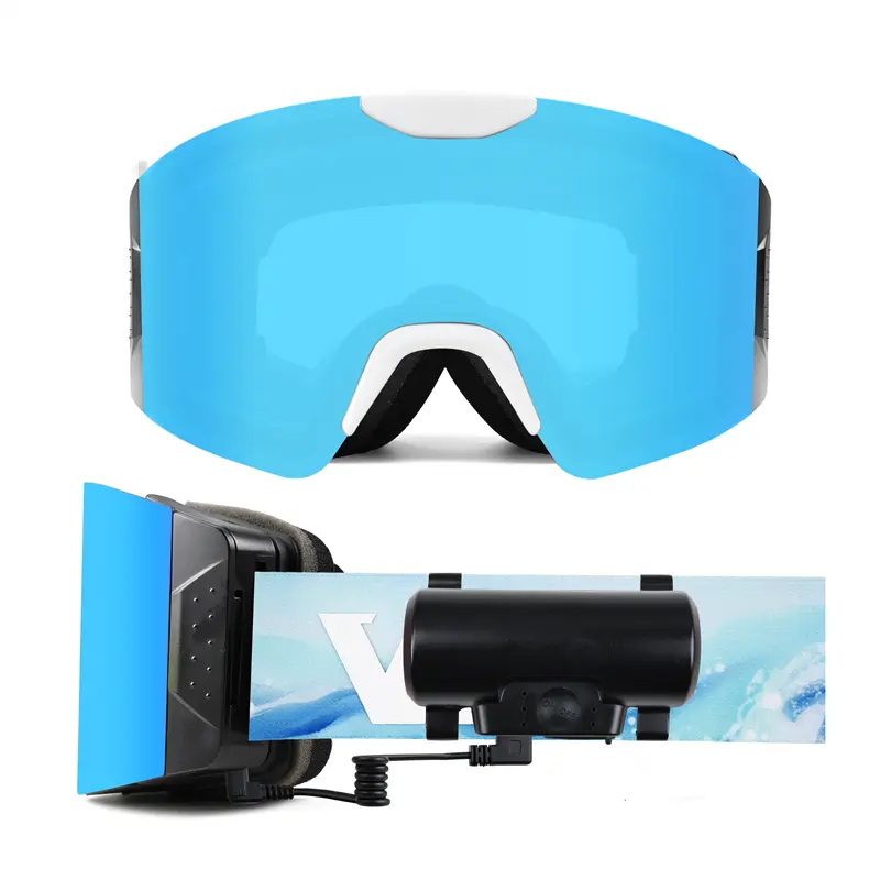 VEST SK801H 가열 설상차 고글 쉬운 변경 렌즈 스트랩 사용자 정의 로고 전기 스키 고글 안경
