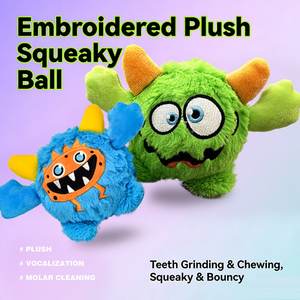 Jouet pour <span class=keywords><strong>chien</strong></span> en peluche Monster, interactif et couineur, avec balle élastique intégrée pour le nettoyage <span class=keywords><strong>des</strong></span> <span class=keywords><strong>dents</strong></span>, jouet en peluche brodé - Product Image 1