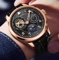 Montres mécaniques automatiques lumineuses en acier, design d'usine et personnalisation par lots, avec calendrier et phases solaires, pour marque privée