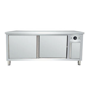 โต๊ะสแตนเลสพร้อมตู้อุ่นอาหารสำหรับร้านอาหาร - Product Image 1