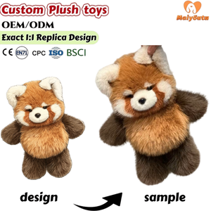 Panda Rosso in Peluche Morbido Personalizzato di Alta Qualità in Poliestere, Perfetto per Regali Promozionali e Antistress, Disponibile - Product Image 1