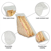 Emballage alimentaire en plastique transparent PET recyclable en forme de triangle personnalisé pour boîte à sandwich pour boulangerie, dessert