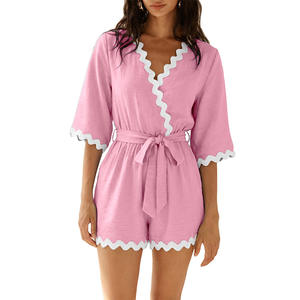 Nuevo Mono Casual de Estilo Vacacional 2026 con Cordones en el Tobillo, Cuello en V y Cintura Ajustada, Cómodo para Eventos Sociales - Product Image 5