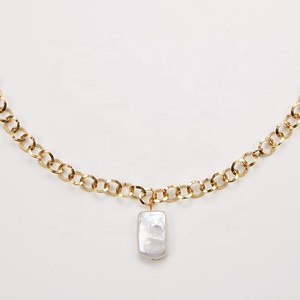 Mode Boho Conque Chaîne Collier Femmes Or Couleur Déclaration De Nacre Naturelle Colliers Bijoux En Acier Inoxydable P193025 - Product Image 2