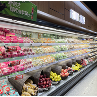 Vitrine réfrigérée multi-étagères ouverte avec rideau d'air et éclairage LED pour légumes, type télécommandé pour supermarché