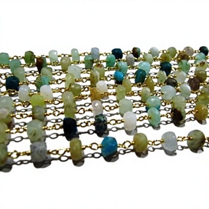 Natural Peruvian Opal Rondelle Faceted 5-6mm Beads Chain Rosary Bead Chain - Product Image 1