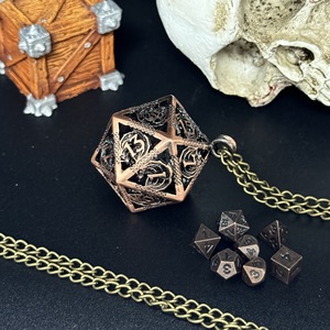 Sáng Tạo D20 Kim Loại Hollow Box + 7Pcs Kim Loại Dnd Dice Set Xách Tay Hội Đồng Quản Trị Trò Chơi Dice Mini Kit Mặt Dây Chuyền Vòng Cổ Quà Tặng - Product Image 6