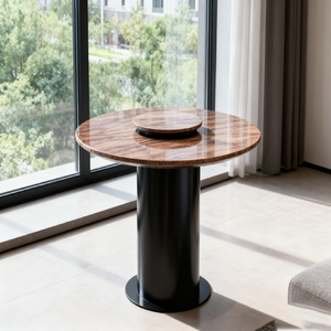 Table de salle à manger en marbre rouge Colinas en pierre naturelle, moderne, pour hôtel, avec garantie d'un an - Product Image 4