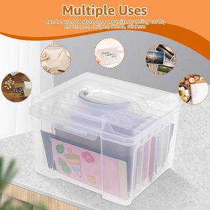 Boîte de rangement transparente pour photos, organisateur de cartes à 6 compartiments, bac d'archives en PP pour cartes de vœux, albums de scrapbooking et travaux manuels - Product Image 4