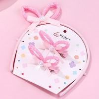 Mignon doux en forme d'arc dessin animé lapin oreille cheveux accessoires enfants bandeau ensemble cheveux lâches trousse à outils pour les enfants