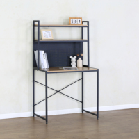 Bureau d'ordinateur avec huche et panneau perforé, table d'écriture de rangement DIY avec étagères à 2 niveaux, table d'étude industrielle avec cadre en X