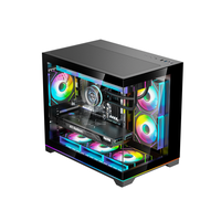 Nouvelle conception, boîtier d'ordinateur MATX noir, tour moyenne, boîtier de jeu pour ordinateur de bureau avec verre trempé RGB, boîtiers et tours d'ordinateur pour joueurs