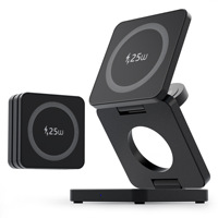 Chargeur sans fil magnétique pliable 3-en-1. Station de charge rapide 25W pour iPhone, écouteurs et montre. Direct Usine.