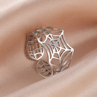 Bague ouverte pour femme Zooying en acier inoxydable, motif toile d'araignée, polyvalente, durable, élégante et tendance, best-seller