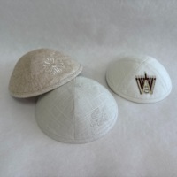 Kippa YARMULK en Lin Naturel Beige Écologique avec Impression Personnalisée – Cadeau Judaïca pour Mariage Juif, Bar Mitzvah, Toutes Saisons