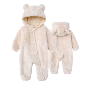Barboteuse polaire personnalisée pour bébé Combinaison pour bébé couleur unie Barboteuse à capuche pelucheuse Tenue d'hiver pour bébé ours en peluche Vêtements chauds pour bébé - Product Image 6