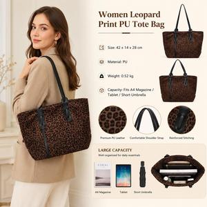 Bolso Tote de PU con Estampado de Puntos, Gran Capacidad, para Mujer, Bolso de Hombro Moderno con Cierre de Cremallera, Resistente al Agua, para Compras y Viajes, Venta al Por Mayor - Product Image 1