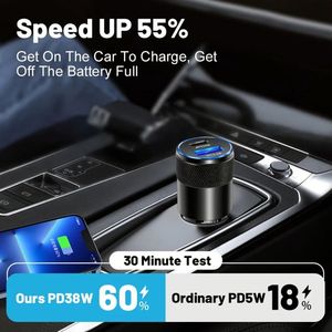 38W Portable Mobile Phone Fast Charger 2 Port A+C Usb Car Charger Quick Charge 3.0 for Phone 15 14 13 <b>12</b> 11 - Product Image 3