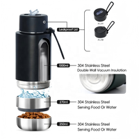 Bouteille d'eau portable pour chien avec bol, logo personnalisé, 34 oz, 3 en 1, sans BPA, en acier inoxydable, à double paroi, anti-fuite