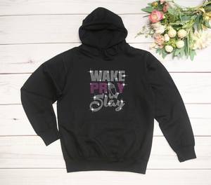 Hotfix Iron On Wake Pray Slay Patch kustom berlian imitasi Transfer panas kata desain untuk hoodie t shirt - Product Image 6