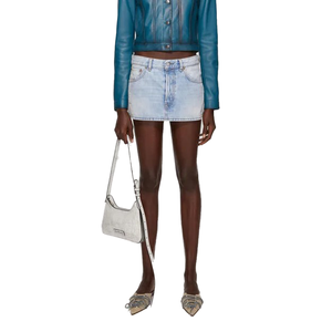 Gonna personalizzata da donna in cotone 100% alta qualità in tessuto Vintage blu Denim lavato <span class=keywords><strong>minigonna</strong></span> da donna - Product Image 1