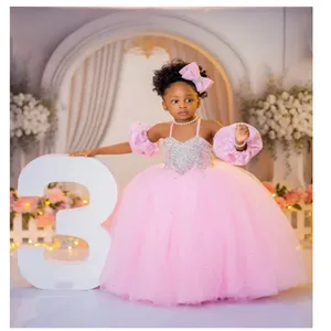 open lace back dress New V Neck First Communion Dresses for Girls flower girl dresses for –  yewendress main image 1