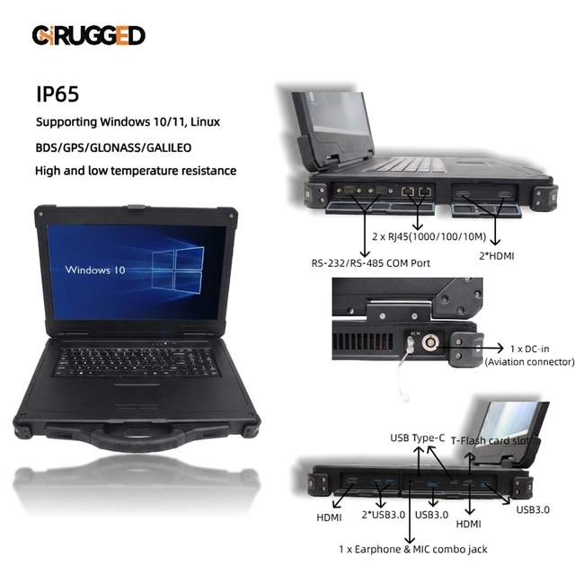 Chirugged 17.3 Inch Aluminum Alloy Rugged Laptop RAM 16GB/32GB/48GB ROM 512GB to 8TB Anti-Drop IP65