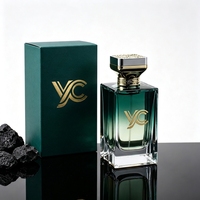 Flacon de parfum de luxe en verre à fond épais, vide, avec bouchon en bois à sertir, logo personnalisé en relief, papier premium
