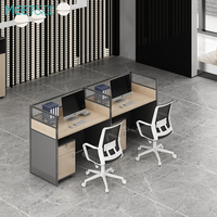 Postes de travail de bureau modulaires modernes pour 4 personnes Cabines de centre d'appels avec cloison extensible Bureau Villa Utilisation Panneau de bois