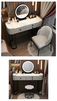 Table de maquillage moderne et minimaliste pour chambre à coucher, miroir en verre trempé, multifonctionnelle, en bois de rose massif, avec plateau en granit