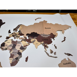 Carte du monde en bois, décoration murale luxueuse, originale, pour salon, bureau et chambre à coucher - Product Image 5