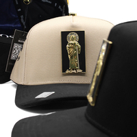 Casquette de baseball en gros personnalisée avec logo métallique, logo en strass, broderie complète 5 panneaux, boucle métallique, San Judas Tadeo Gorras