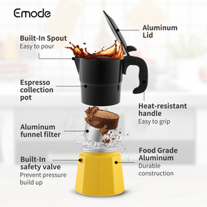 กา<span class=keywords><strong>ต้ม</strong></span>กาแฟโมก้าแบบอิตาเลียนคลาสสิก OEM ทำจากอะลูมิเนียม ใช้กับเตาแก๊สสำหรับทำกาแฟเอสเพรสโซ - Product Image 4
