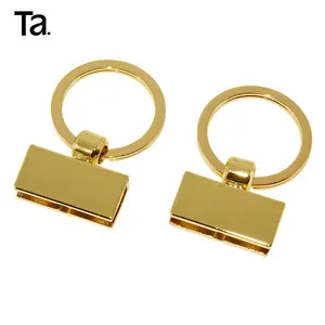 塔奈新款矩形形状特殊设计金色环保钥匙圈支架锌合金汽车皮革钥匙圈