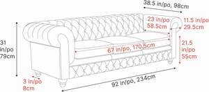 <span class=keywords><strong>Valencia</strong></span> Parma 92 Sofá Chesterfield de cuero Full-Aniline Sofá de cuero italiano Artisan Crafted Nailheads Mid Century Living Room - Product Image 3