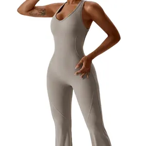 2023无袖镂空立体紧身连身衣夏季女性时尚街装连身衣运动服
