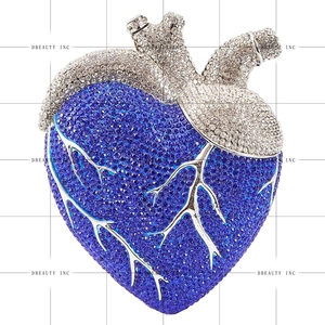 Women Romantic Heart Crystal <b>Clutch</b> Purse Shinny Rhinestones Evening Bag for <b>Wedding</b> Halloween Night Out Chain Strap - Product Image 5