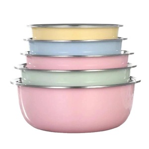 Ensemble de 5 bols mélangeurs en acier inoxydable colorés pour la cuisine, pour laver les légumes, les plats, les assaisonnements, la soupe, épaissis et multi-usages - Product Image 5